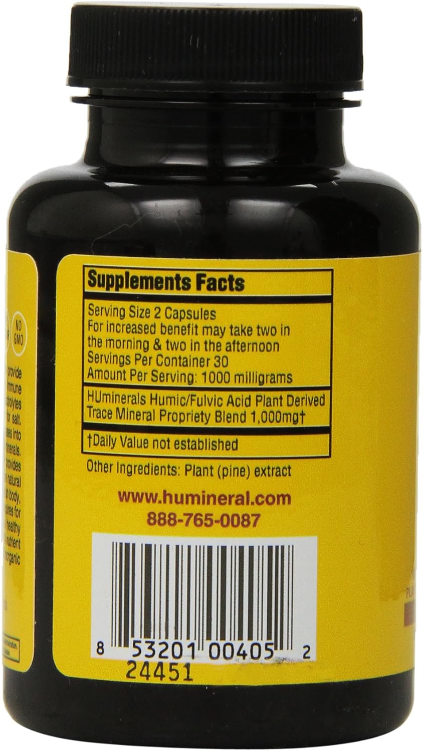 HUmineral, Humic and Fulvic Mineral Immune Boost Raw Powder Mineral Supplement, 60 Count