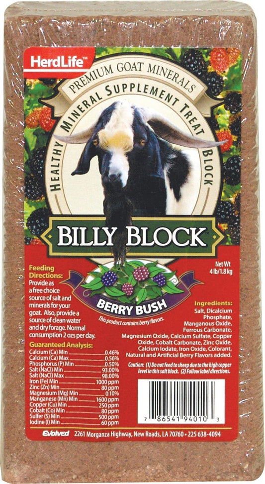 Evolved Habitats, 94010 Billy Goat Mineral Supplement Treat Block - Berry Bush - 4 lbs.