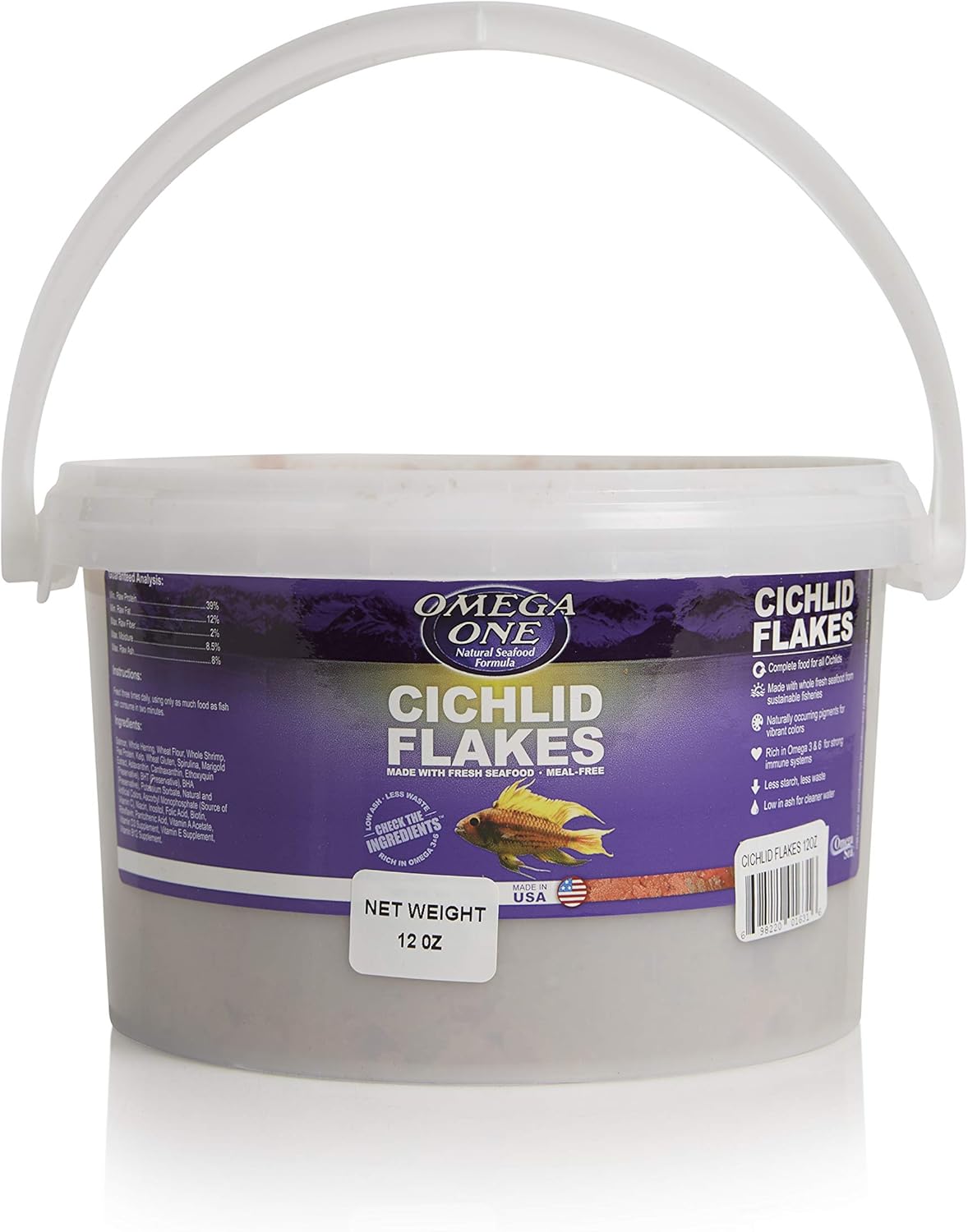 Omega One, Cichlid Flakes, 12 Ounce (Pack of 1)
