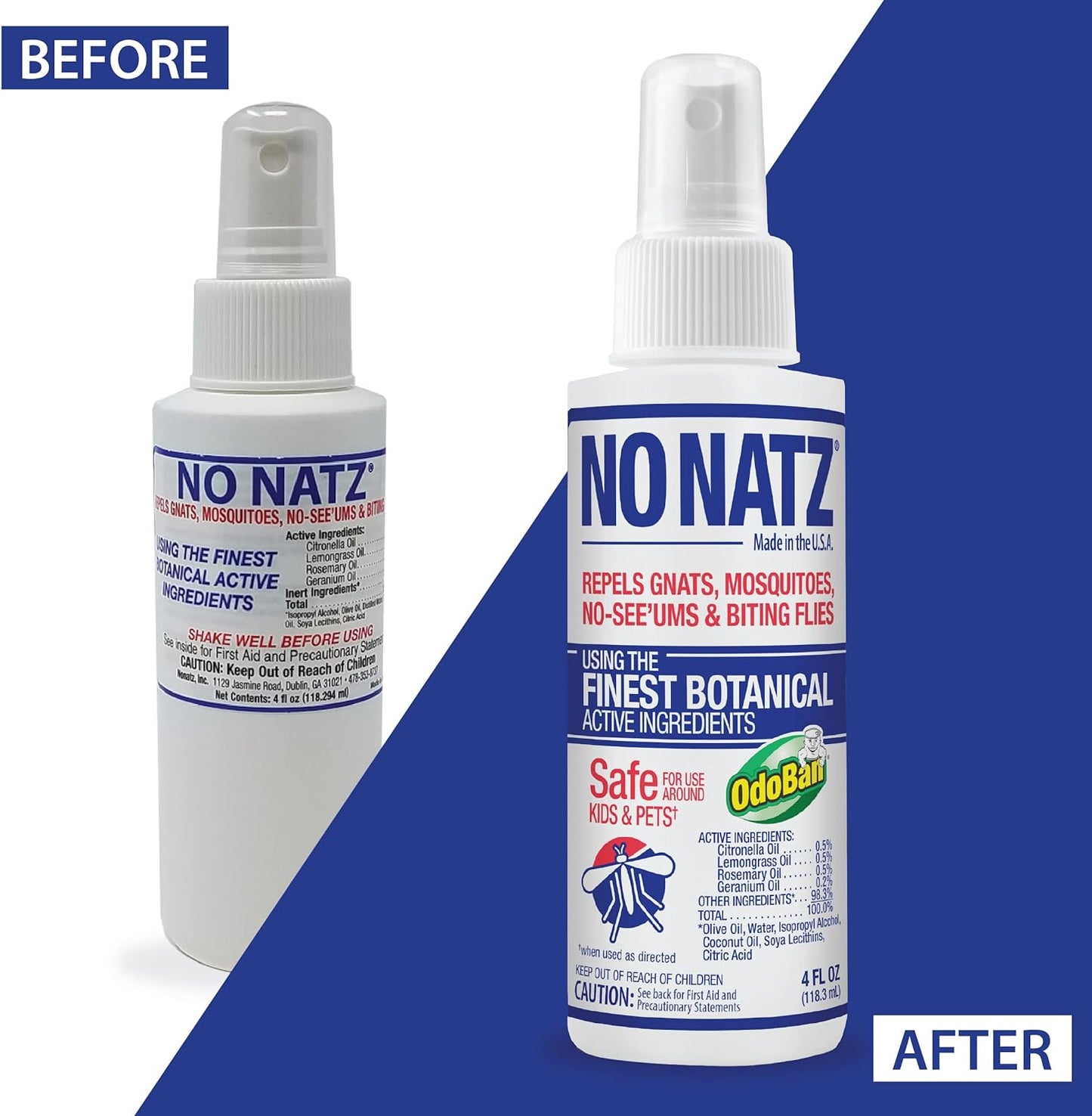 No Natz Botanical Bug Repellent, Effective for Gnat, Mosquito, and Biting Flies, Hand-Crafted and DEET-Free, Non-Greasy Formula, 8 Ounce Spray Bottle