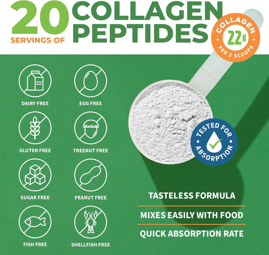 ForestLeaf, Collagen Peptides Powder Unflavored - Hydrolyzed Collagen Protein Powder Type 1, 2 & 3 - Grass Fed Keto Collagen Powder for Women & Men - Vital Hair, Skin, Nails, Joints, Recovery, 11g Per Serving