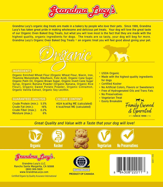 Grandma Lucy's, Organic Oven Baked Dog Treats - Banana & Sweet Potato, 14 oz