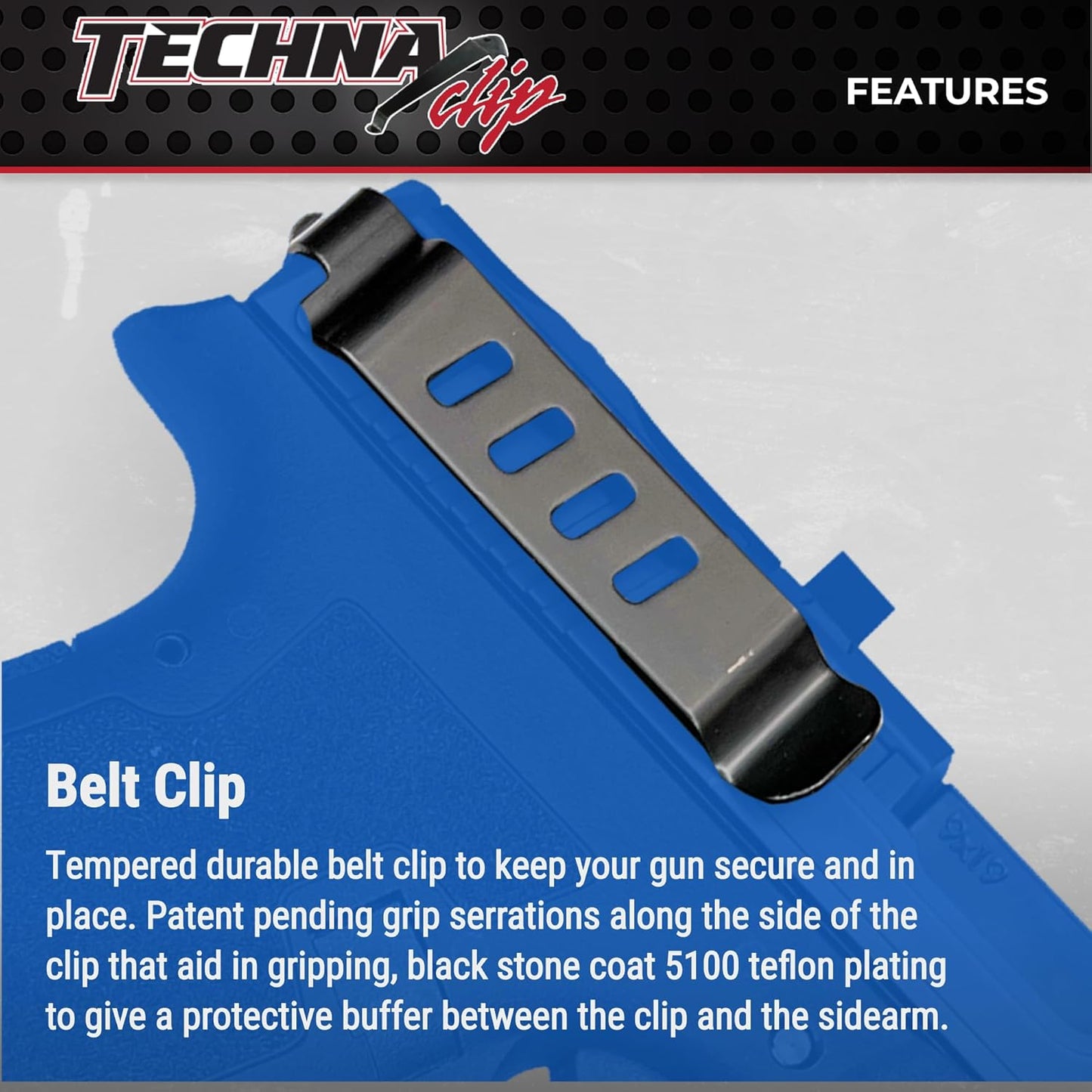 Techna Clip, Concealment System for Glock Models - Durable High-Carbon Spring Steel Gun Clip w/Teflon Coat 1500 - Ambi, Easy-to-Install Gun Holster Clip (Black)