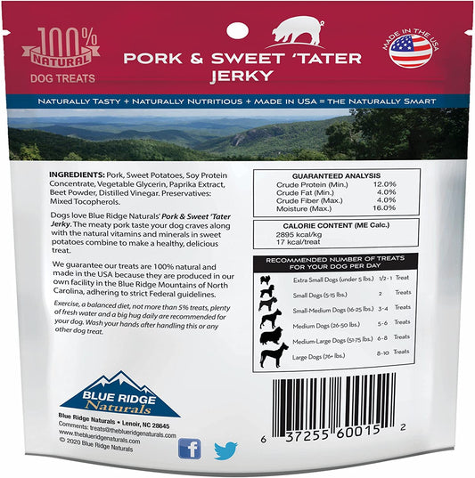 Blue Ridge Naturals, Pork Sweet Potato Jerky Dog Treats, 12 oz.