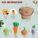 Nocciola, Squeaky Fruits Veggies Stuffed Dog Toys Pack- Hide Seek Grocery Basket Crinkle Plush Puppy Toys to Keep Busy, Birthday Pet Supplies Gifts for Small Medium Breeds