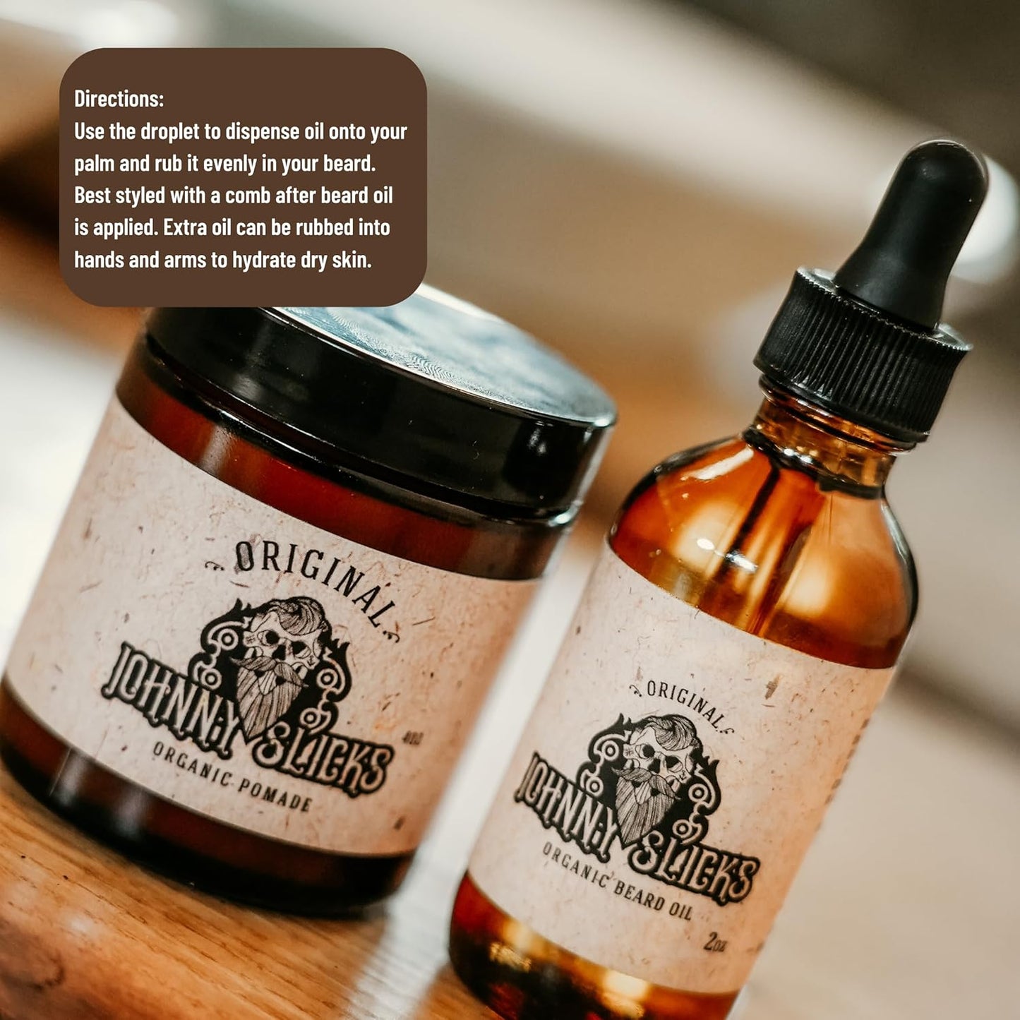 Johnny Slicks, Organic Beard Oil | Moisturize, Soften, Promote Hair Growth, Reduce Itch (US Made, Veteran Owned Handcrafted with Clean Ingredients), Rugged