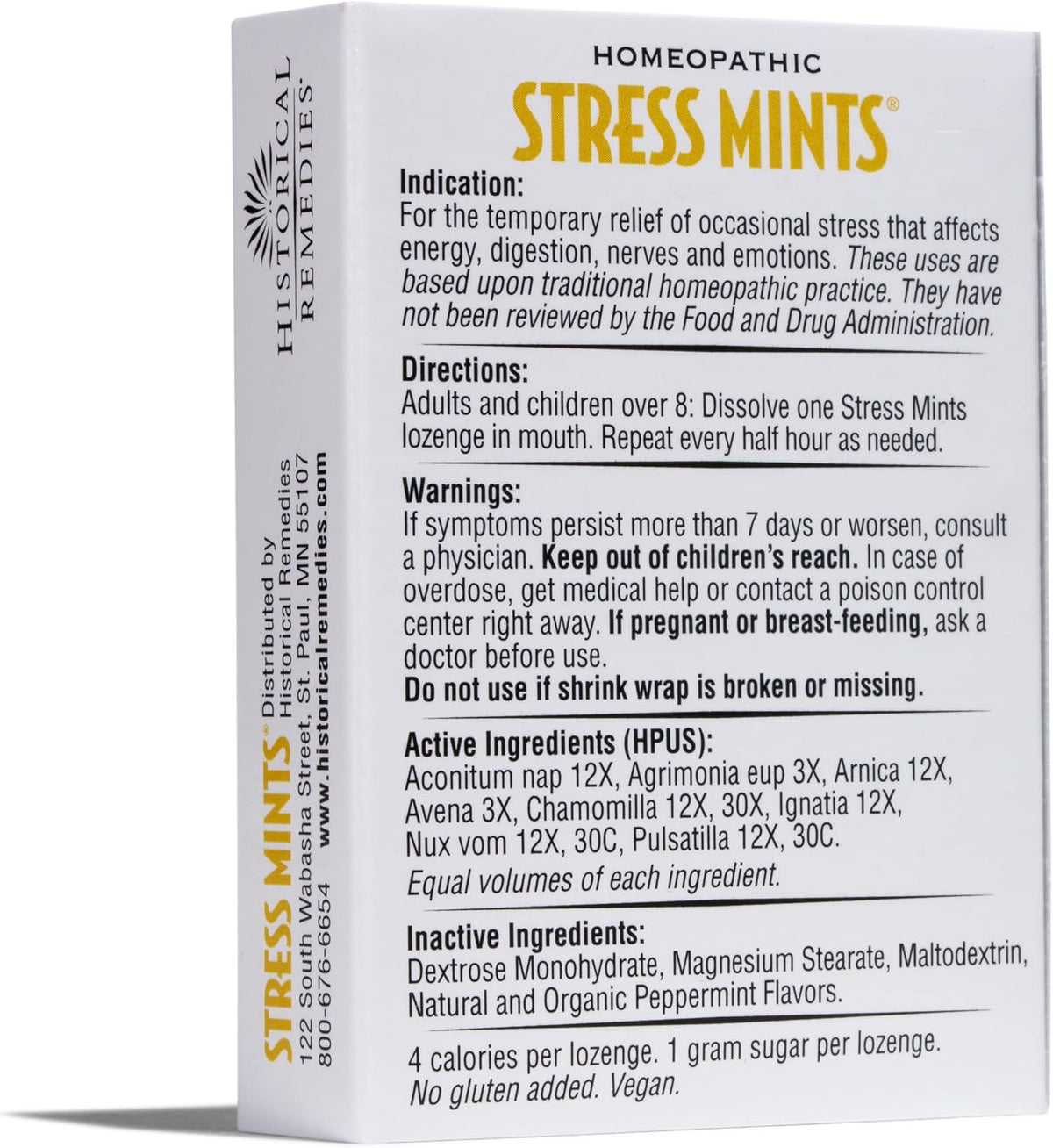 Historical Remedies - Stress Mints (12 Pack) | Homeopathic Stress Aid
