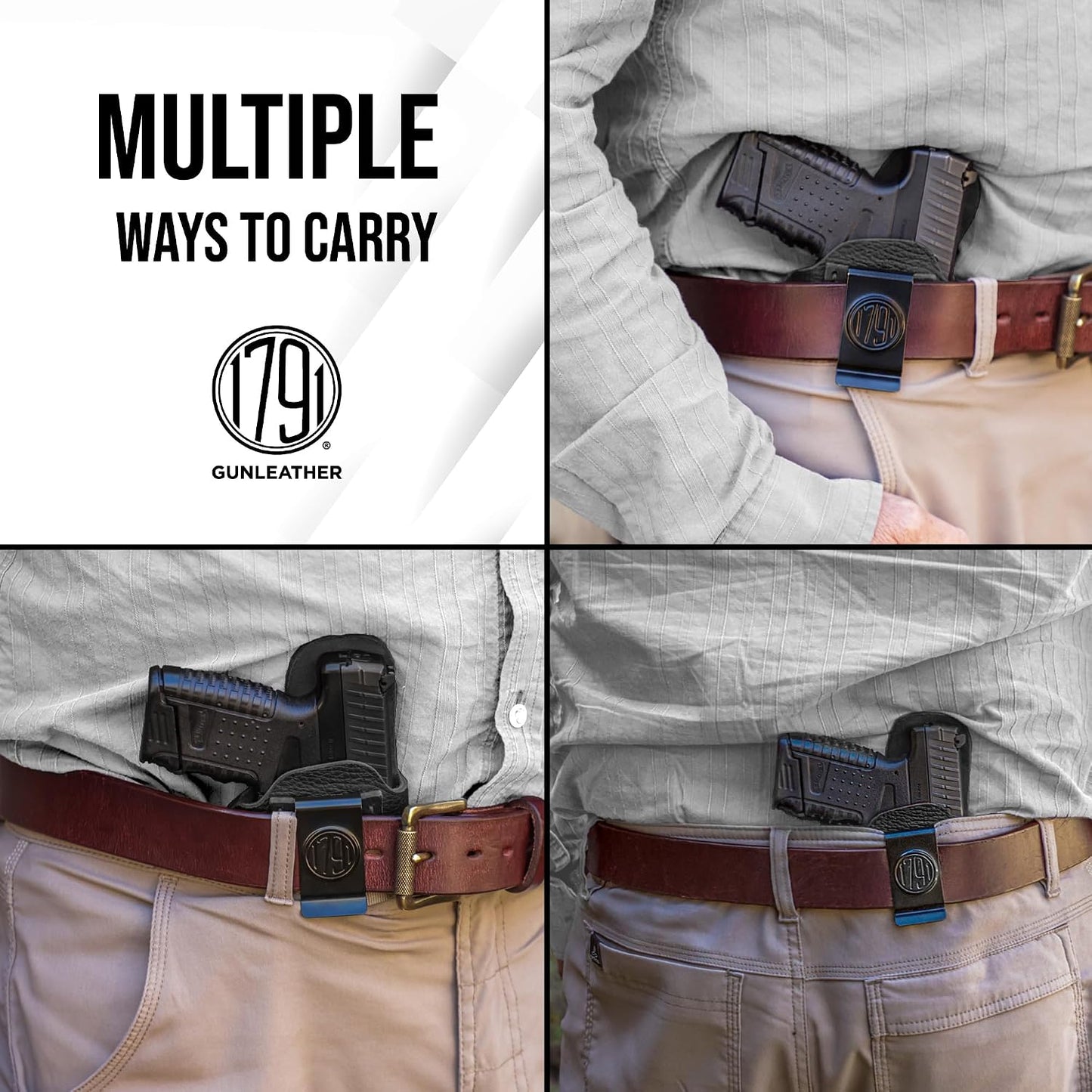1791 Gunleather, IWB Leather Gun Holster Fits Sig P938, P238, Kimber Micro 9 | Right-handed soft leather IWB holster also fits Kimber Micro 380, Beretta Pico, Tomcat 32, Kahr CW380 & Colt Mustang Lite