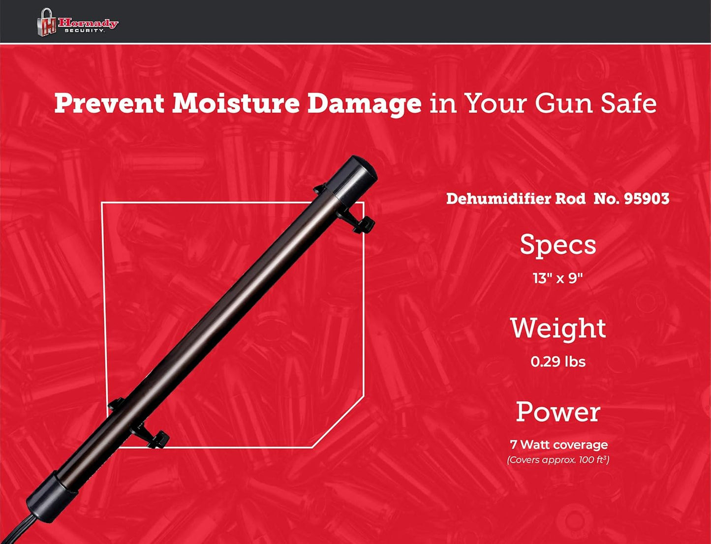 Hornady, 95903 Electronic Gun Safe Dehumidifier Rod (12"),Black
