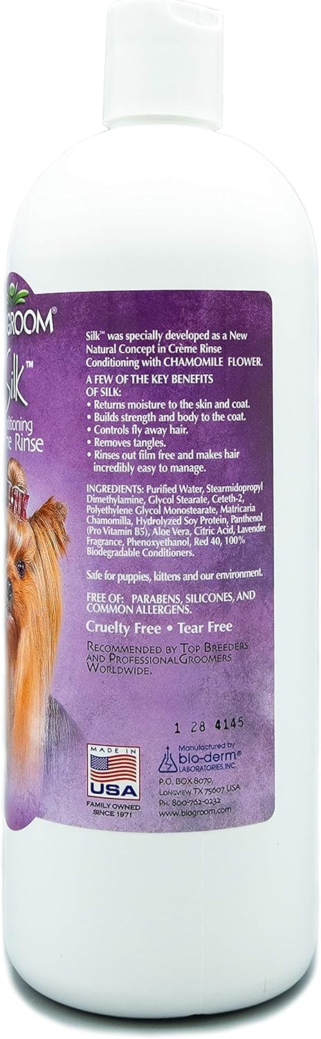 Bio-Groom, Silk Creme Rinse Dog Conditioner - Conditioner for Dogs, Puppy Conditioner, Dog Conditioner Detangler, Dog Hair Conditioner - 32 Fl Oz 1-Pack