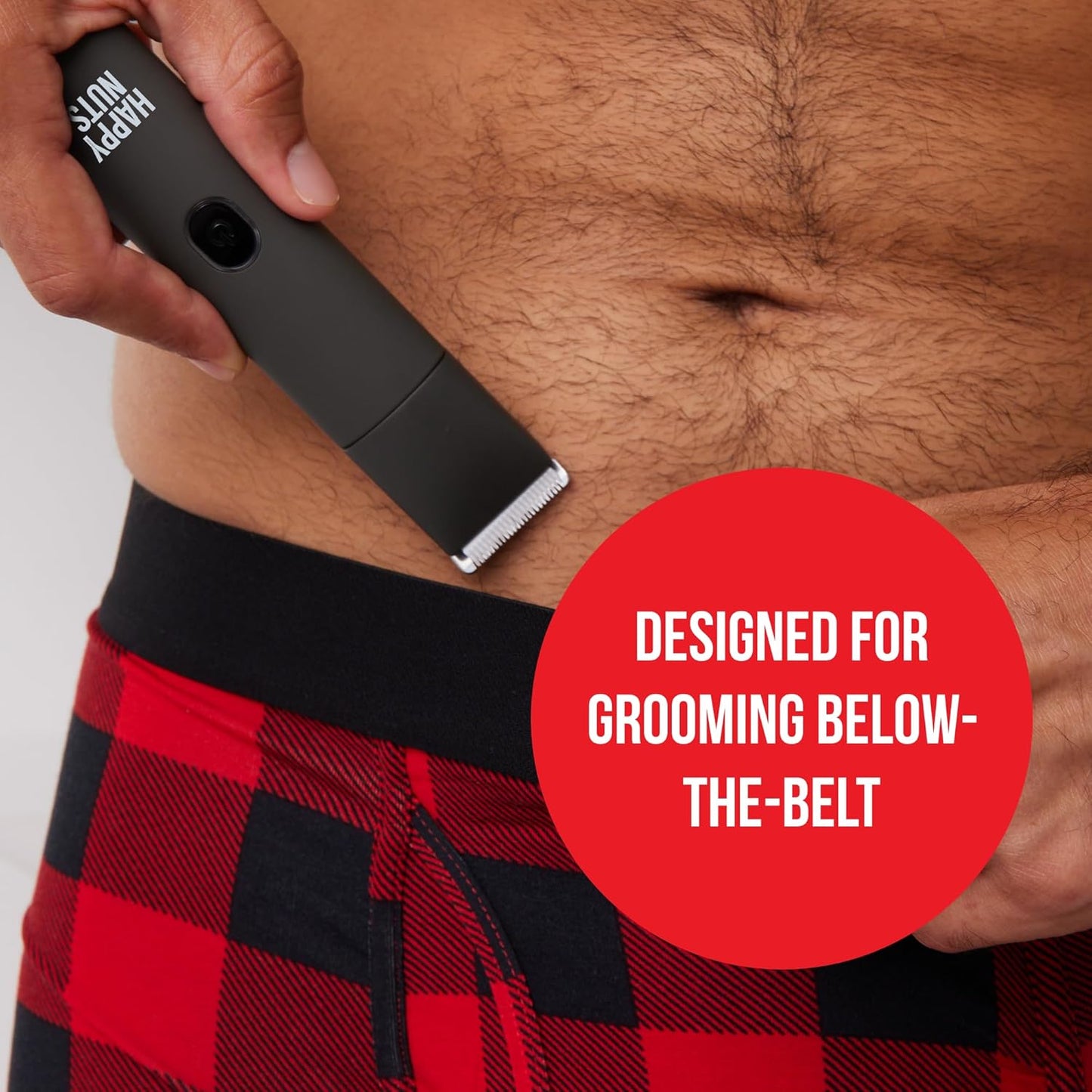 HAPPY NUTS, The Lumberjack Electric Groin & Body Hair Trimmer for Men - Men's Body Groomer Kit for Privates - Smooth Ball & Pubic Hair Shaver (Graphite)