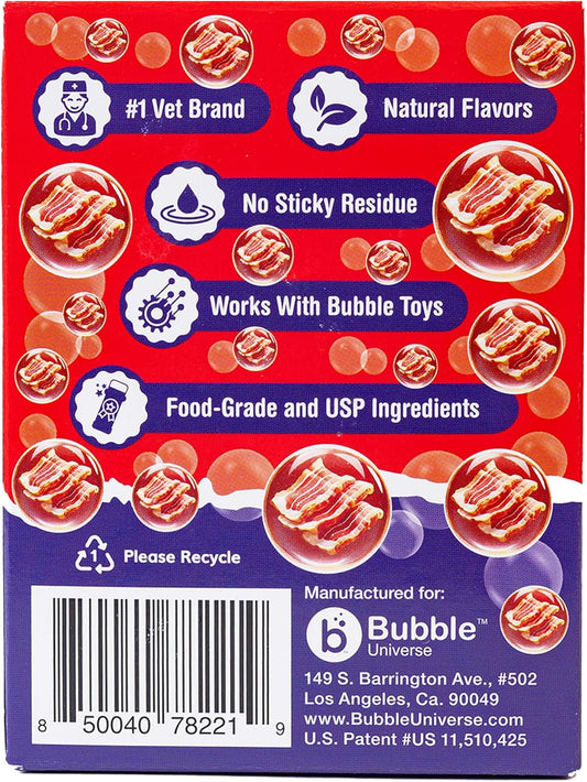 BubbleLick, Bubble Treats Maple Bacon Pet Bubbles (2.5 Fl Oz, 4-Pack), Lickable Bubbles for Pets - Natural Bacon Flavor, Great for Bubble Toys & Blasters, Refillable Bubble Solution