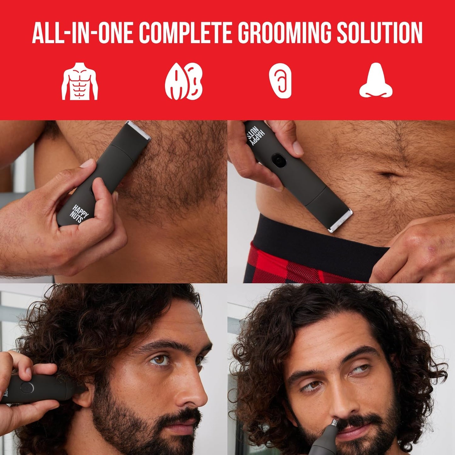 HAPPY NUTS, The Lumberjack Electric Groin & Body Hair Trimmer for Men - Men's Body Groomer Kit for Privates - Smooth Ball & Pubic Hair Shaver (Graphite)
