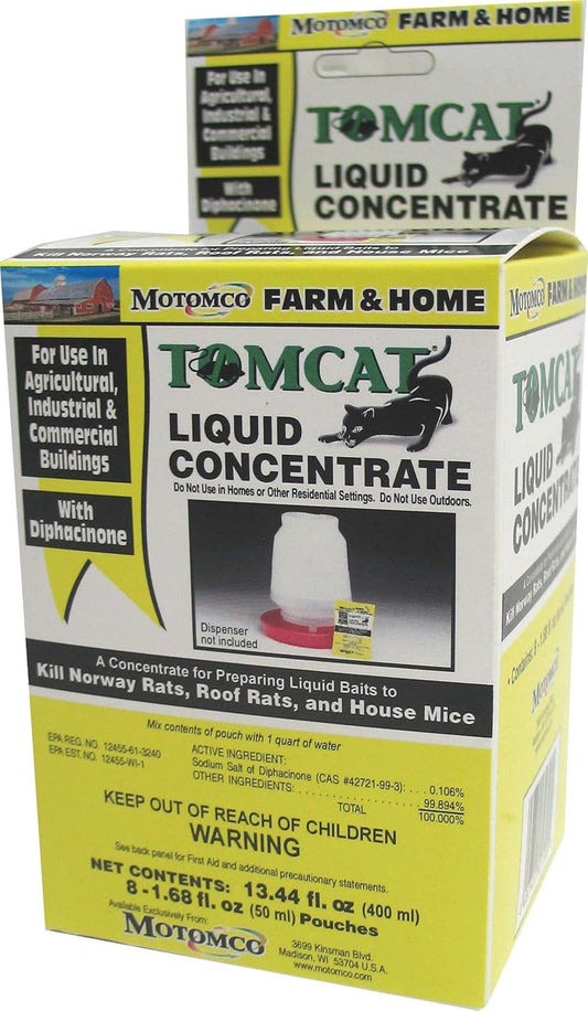 MOTOMCO, Tomcat Mouse and Rat Liquid Concentrated Bait, 1.68-Ounce, (8 Pack)