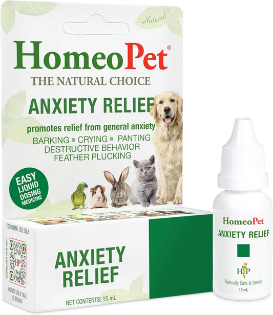 HomeoPet, Anxiety Relief Medicine for Pets, Natural Anxiety Relief for Dogs and Cats, Cat and Dog Calming Medicine, 15 Milliliters