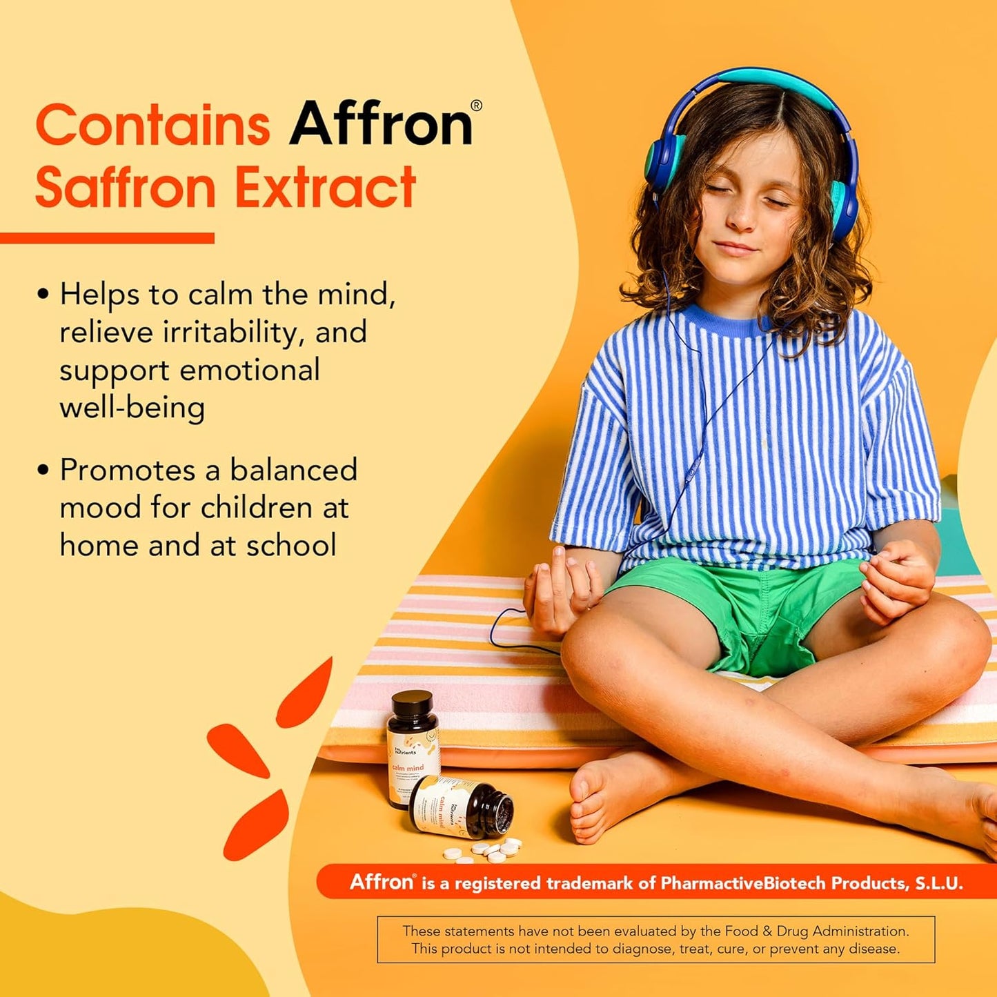 I’m Nutrients, Calm Mind | Saffron Supplements for Kids | Nervous System Support | Kids Magnesium | Vitamin B6 | Zinc | Naturally Flavored | No Artificial Ingredients | 60 Chewable Tablets