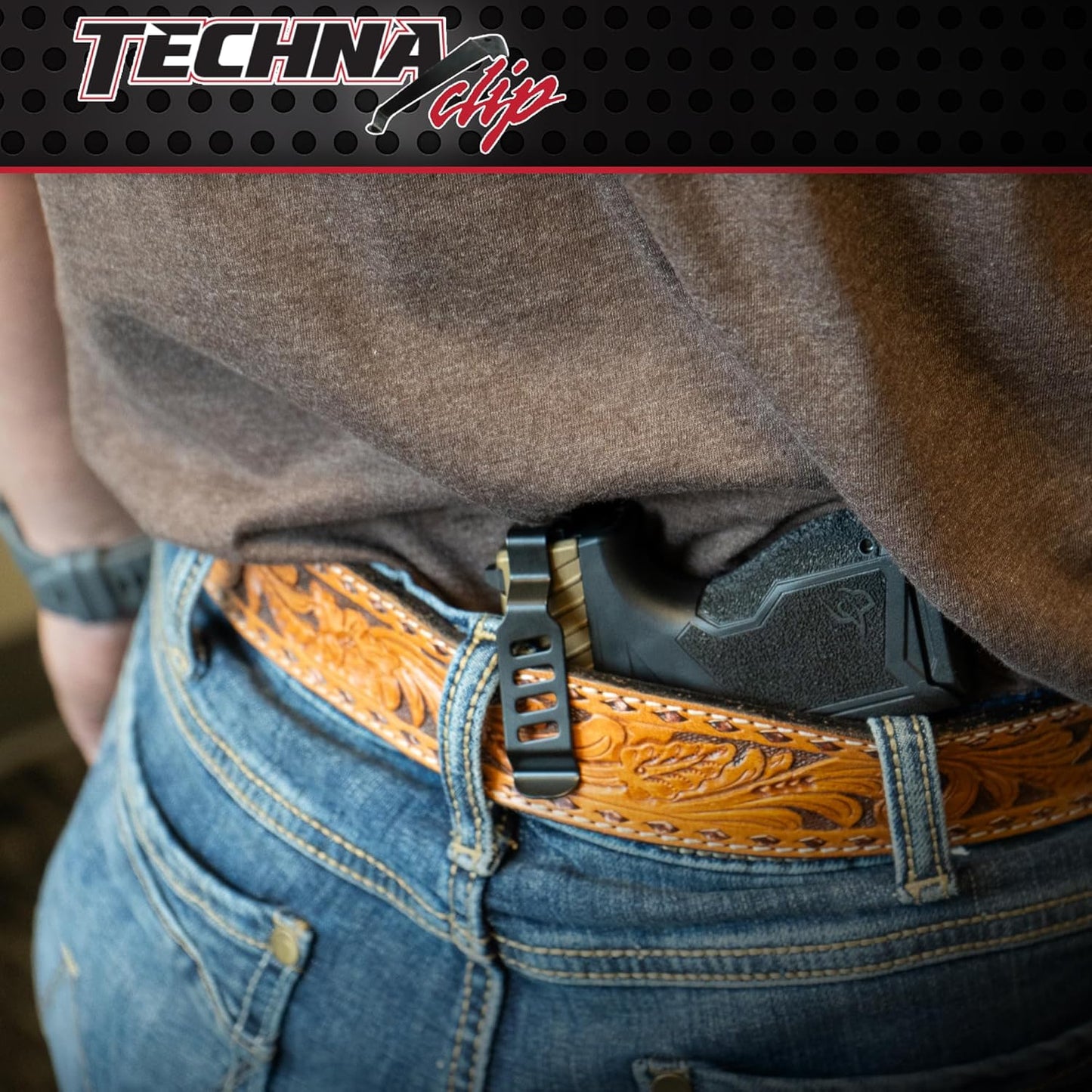 Techna Clip, Concealment System for Glock Models - Durable High-Carbon Spring Steel Gun Clip w/Teflon Coat 1500 - Ambi, Easy-to-Install Gun Holster Clip (Black)