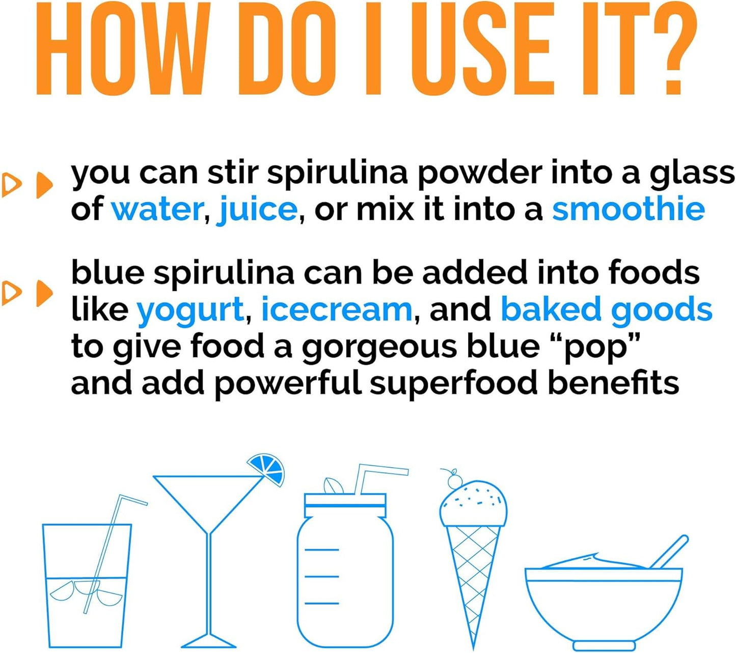 Organic Blue Spirulina Powder, 120 Servings - 100% Pure Superfood Blue-Green Algae, Natural Food Coloring for Smoothies & Protein Drinks - Non GMO, Gluten-Free, Vegan + USDA Certified, No Fishy Smell