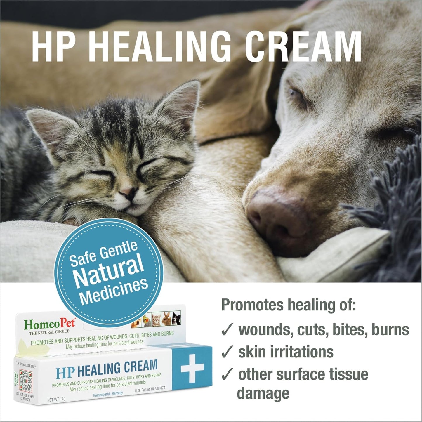 HomeoPet, HP Healing Cream, Safe and Natural Skin-Healing Ointment for Cats and Dogs, 14 Grams