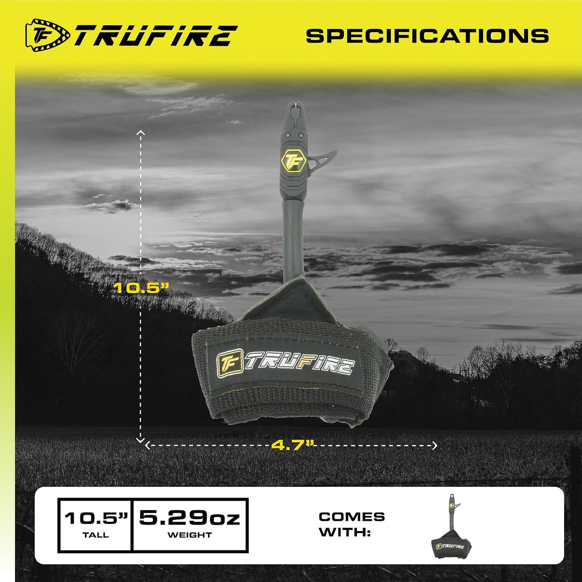 Tru-Fire, Patriot Archery Compound Bow Release - Adjustable Black Wrist Strap