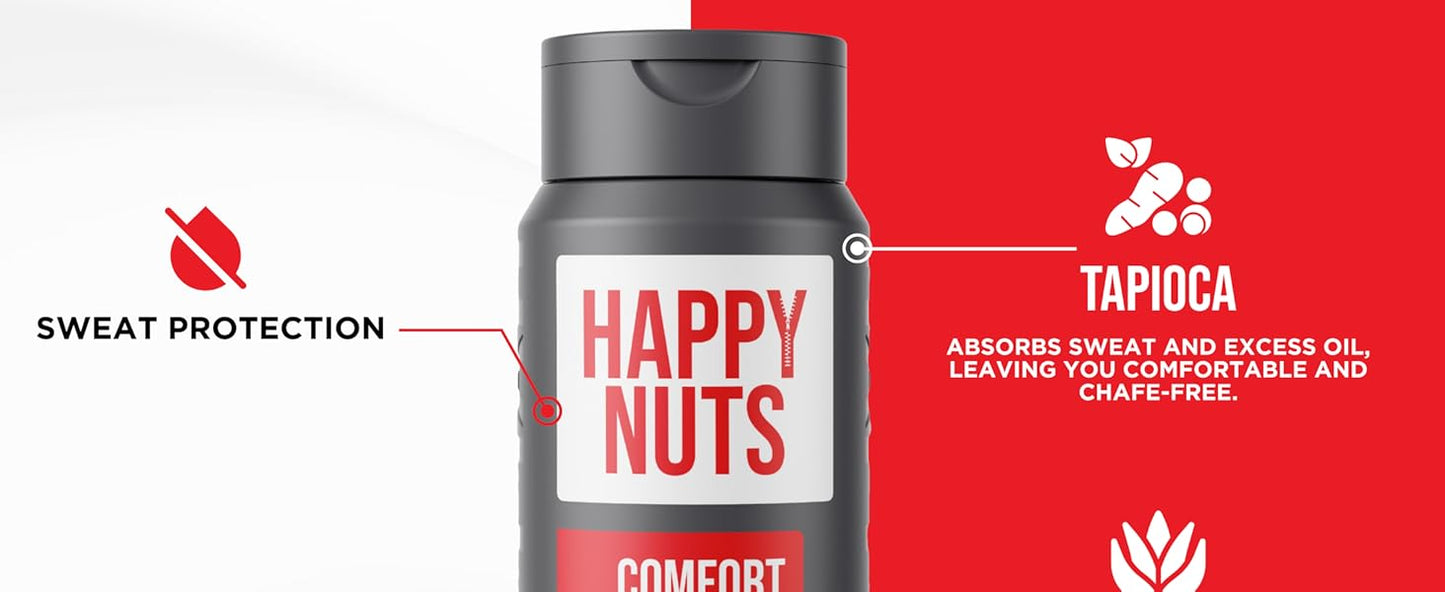 HAPPY NUTS, Comfort Powder - Anti Chafing & Deodorant, Aluminum-Free, Sweat and Odor Control for Jock Itch, Groin and Men's Private Parts (6 Ounce (Pack of 1), Original)