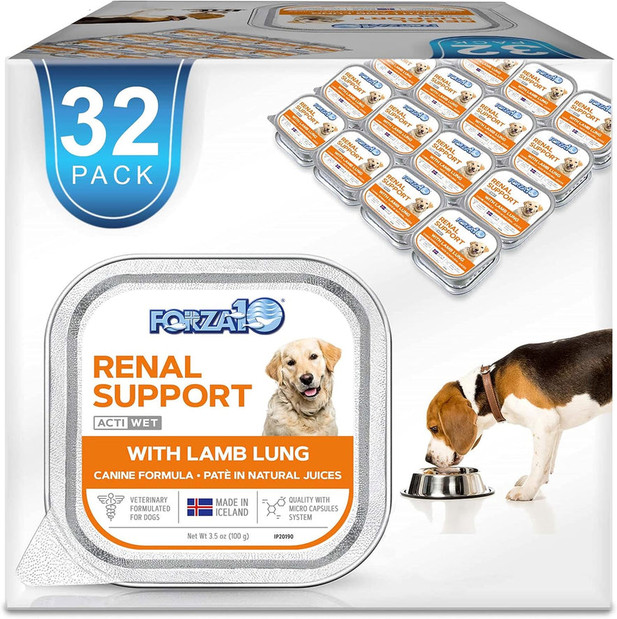 Forza10, Wet Dog Food Kidney RENAL ACTIWET, 3.5oz, Kidney Dog Food Wet, Renal Dog Food Lamb Flavor, Dog Renal Support Canned Dog Food (32 Pack)