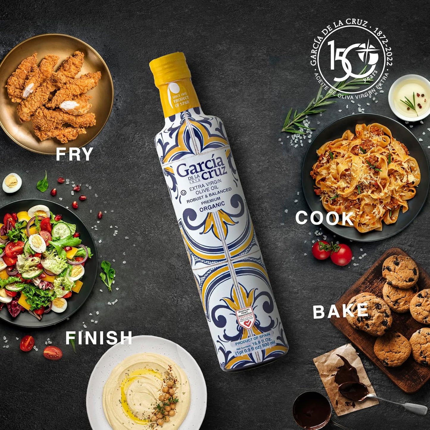 GARCÍA DE LA CRUZ, - Organic Extra Virgin Olive Oil, Master Miller Premium Oil, Almond and Tomato Tones, Smooth Body, Sourced in Spain, Montes de Toledo, Glass Bottle - 500 ml