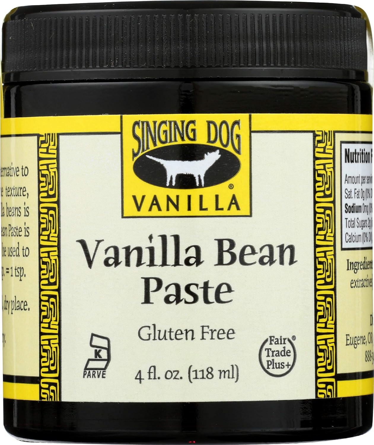 Singing Dog Vanilla, Gluten-Free Vanilla Bean Paste - 4 Fluid Ounce Jar, All-Natural, Non-GMO, Corn-Free, Kosher, Vegan, Packaged in Allergen-Free, USA Facilities, Sustainably-Sourced Vanilla Beans