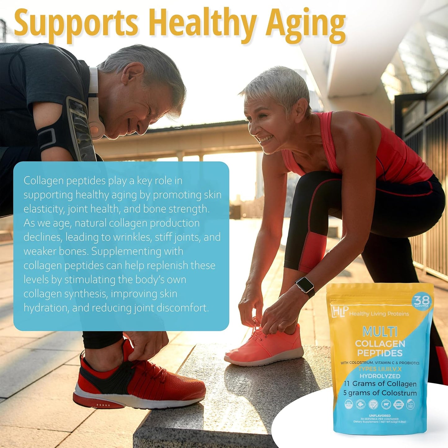 HLP, Collagen Supplement for Better Absorption & Immune Support- Multi Collagen Peptides Powder with Colostrum- Improve Strength, Wellness & Vitality with Multi Collagen Protein- Unflavored- 38 Serving