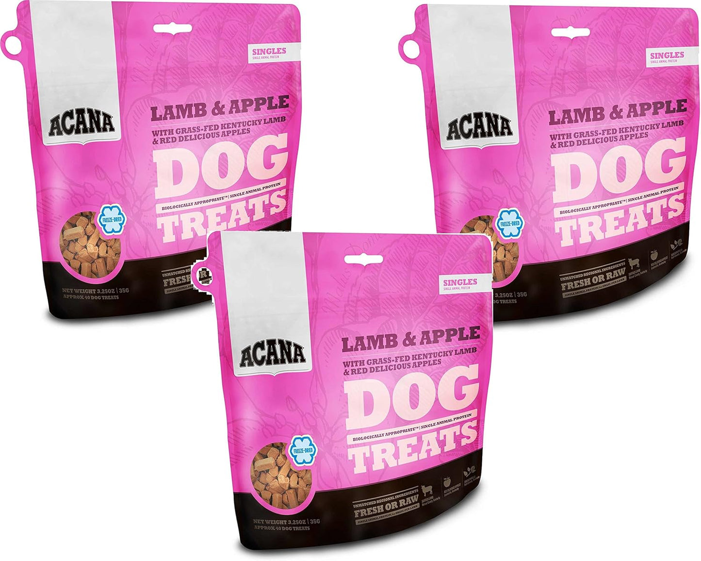 ACANA, Singles Dog Treats - Lamb and Apple, 3.25oz Each (3 Pack)