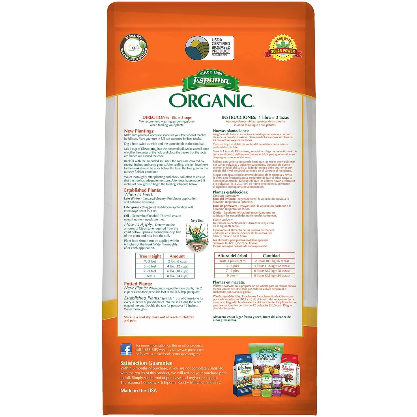 Espoma, Organic Citrus-Tone 5-2-6 Natural & Organic Fertilizer and Plant Food for All Citrus, Fruit, Nut & Avocado Trees; 4 lb. Bag. Promotes Vigorous Growth & Abundant Fruit