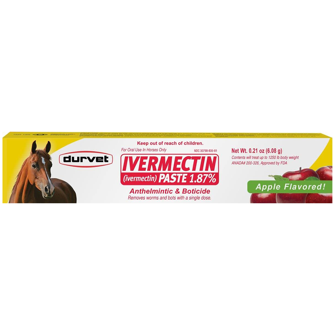 Durvet, Ivermectin Paste Dewormer - 6.08g dose @ 1.87% Apple Flavor