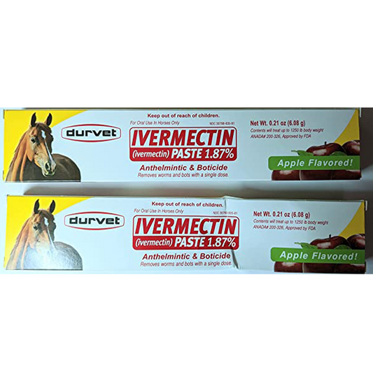 Durvet, Ivermectin Paste Dewormer - 6.08g dose @ 1.87% Apple Flavor (Pack of 2)