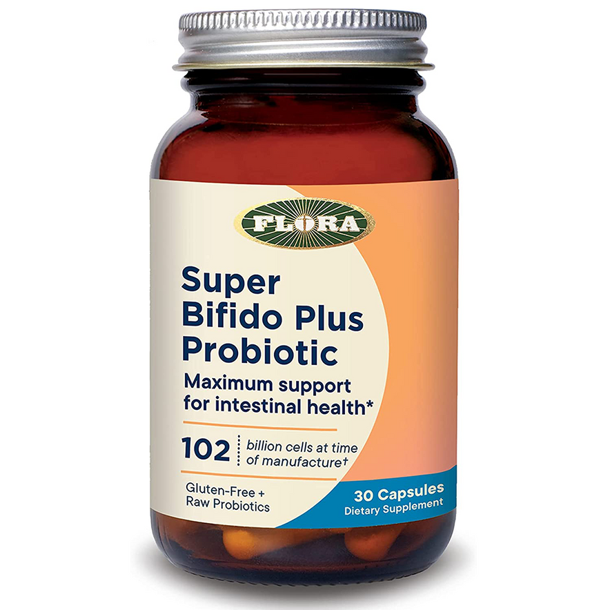 Flora Udo's Choice Super Bifido Plus 102 Billion CFU - Raw Probiotics for Men & Women with , Digestive Health Support, Bifidobacterium, Lactobacillus - 30 Veg Capsules