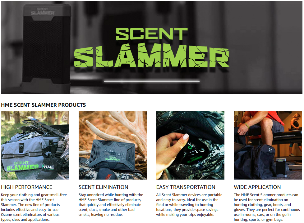 HME, Scent Slammer Ozone Scent Eliminators- Removes Odor on Clothing and Gear, Rechargeable for On The Go Use