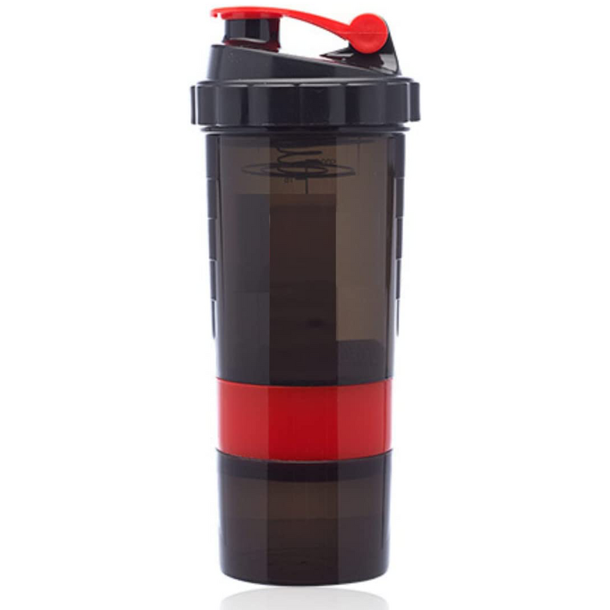 NEW LIFE PRODUCTS, Red and Black Shaker Cup - Multi Storage Compartments - 17 oz.