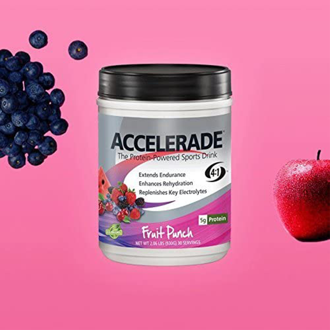 PacificHealth Accelerade, All Natural Sport Hydration Drink Mix with Protein, Carbs, and Electrolytes for Superior Energy Replenishment - Net Wt. 2.06 lb, 30 Serving (Fruit Punch)