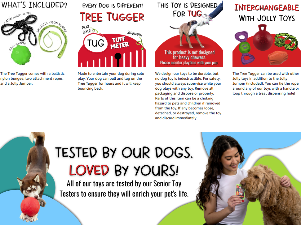 Jolly Pets, Tree Tugger For Dog, Green