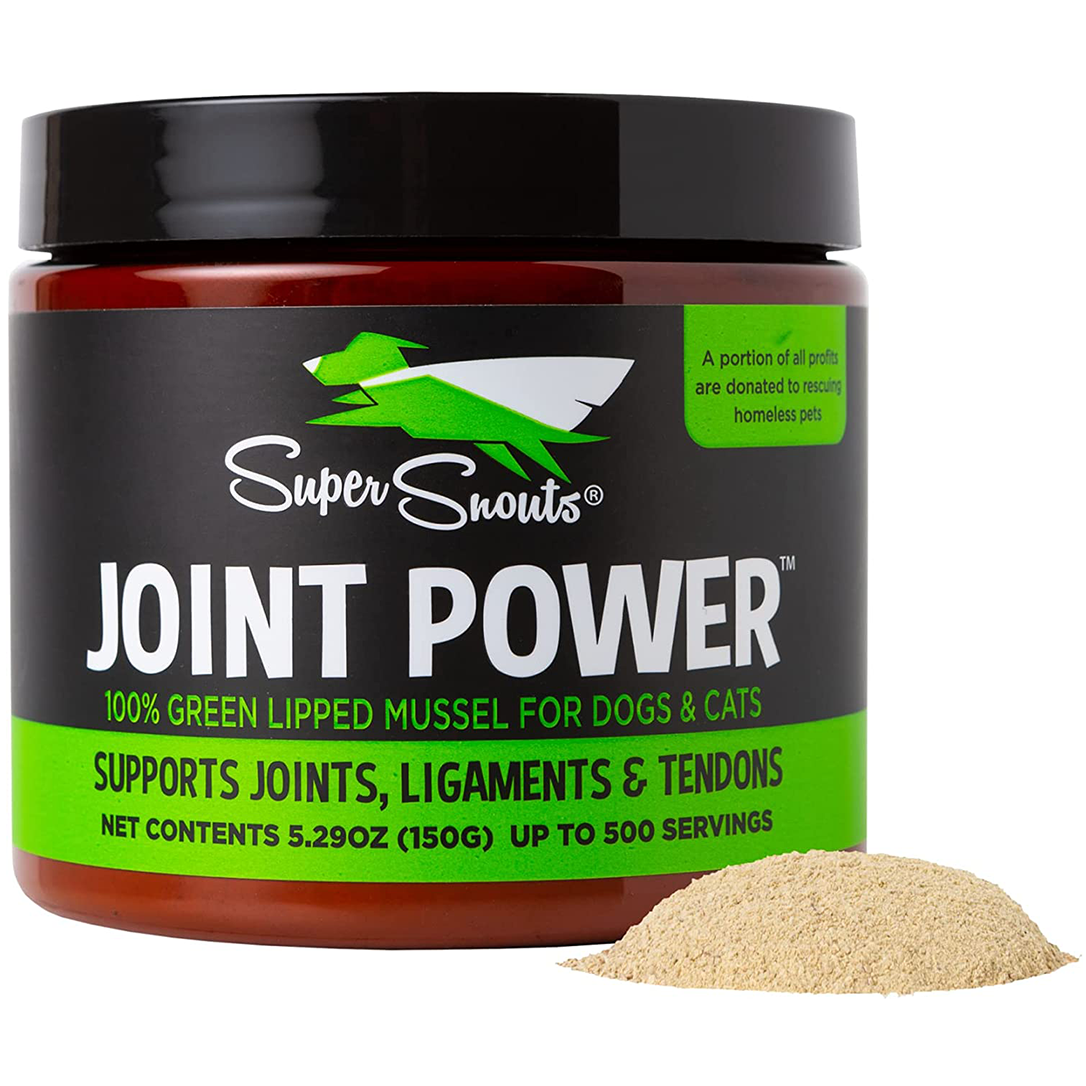 Super Snouts, Joint Power 100% Green Lipped Mussels for Dogs & Cats - Dog Joint Supplement Powder Supports Joints, Tendons, Ligaments (5.29 oz)