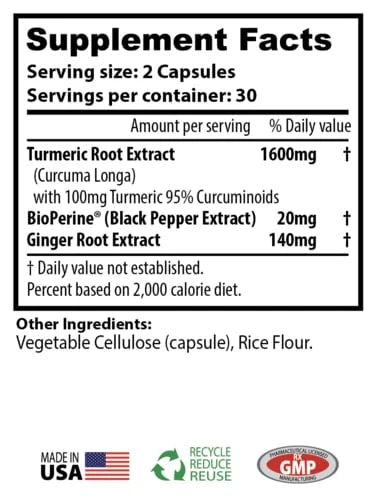 Bob's Best -Turmeric Curcumin & Ginger With Bioperine®