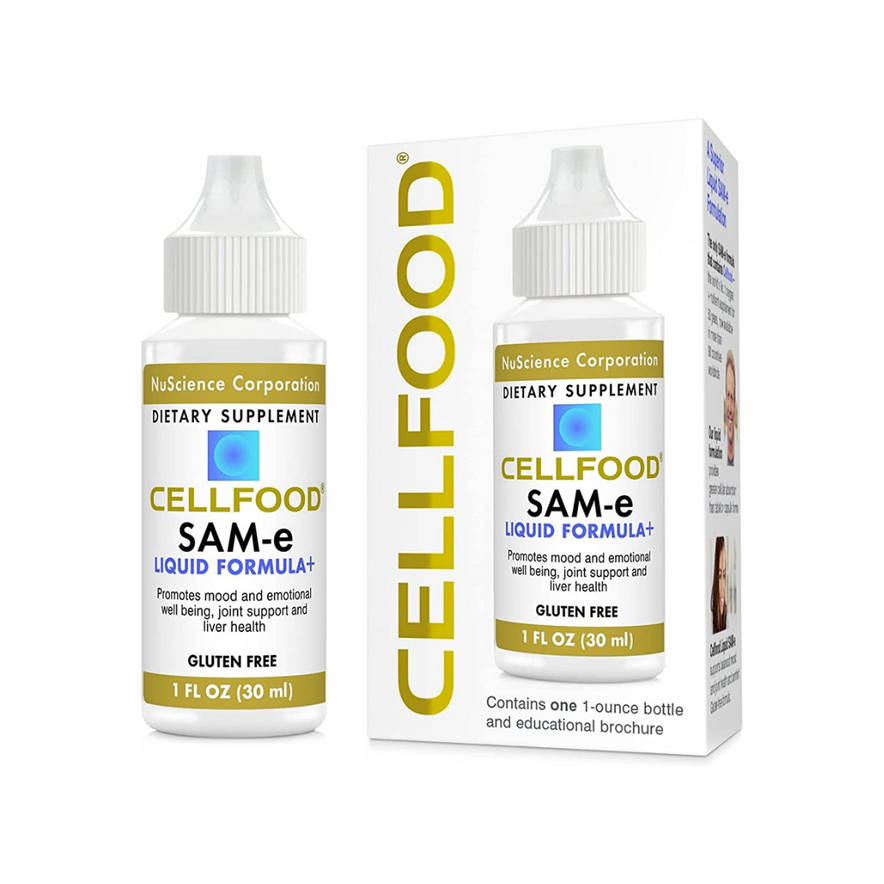Cellfood SAM-e Liquid Formula+, 1 fl oz - Joint Support & Liver Health - Liquid for Easier Absorption & Better Bioavailability - Gluten Free, Non-GMO - 30-Day Supply