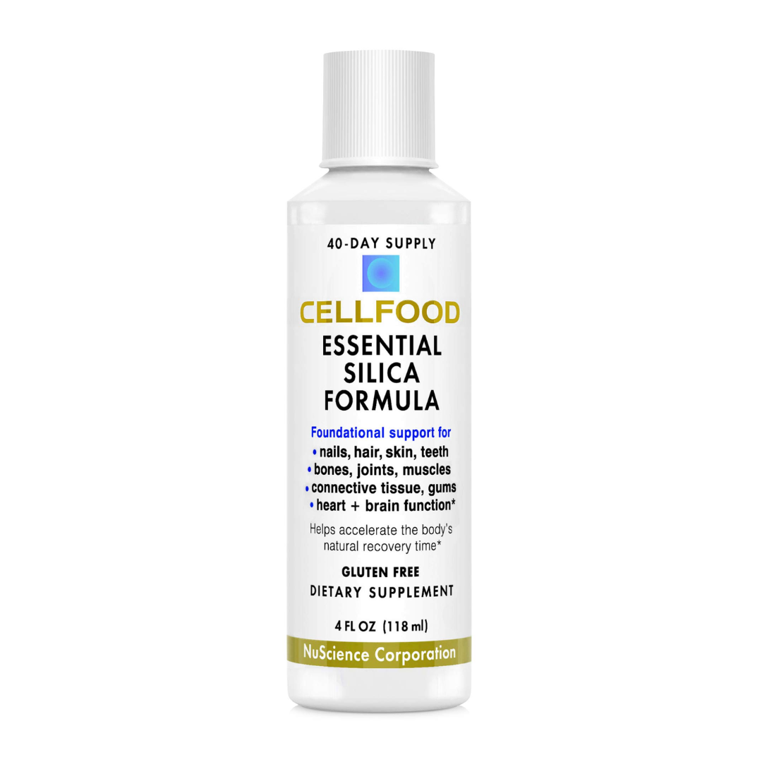 Cellfood Essential Silica Anti-Aging Formula, 4 fl oz - Supports Healthy Bones, Joints, Hair, Skin, Nails, Teeth & Gums - Easy to Absorb Liquid - Gluten Free, Thiaminase Free, Non-GMO - 40-Day Supply