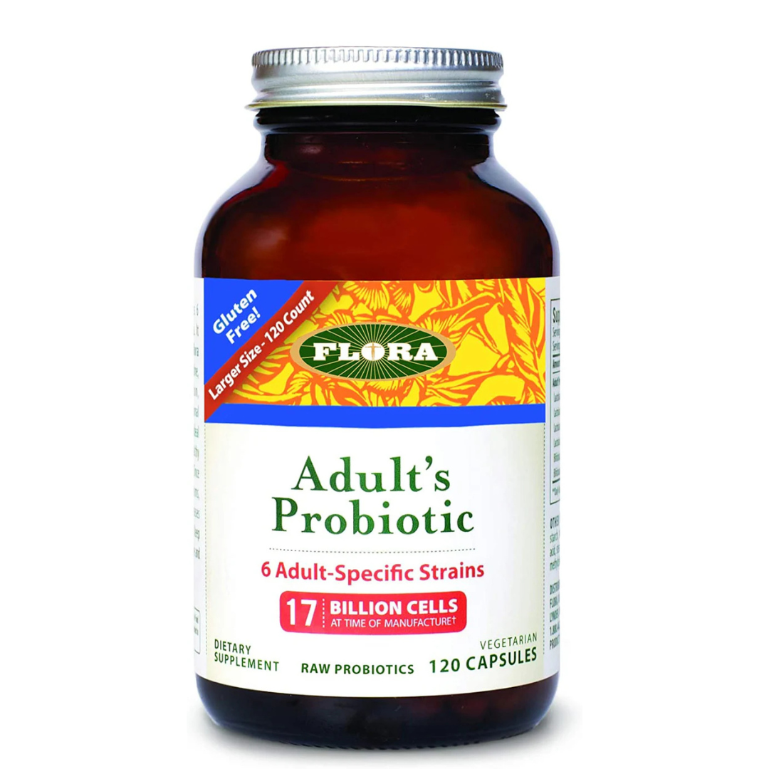 Flora, Adult's Probiotic Blend, Six Adult-Specific Strains, Gluten Free, Raw Probiotic with 17 Billion Cells, 120 Vegetarian Capsules