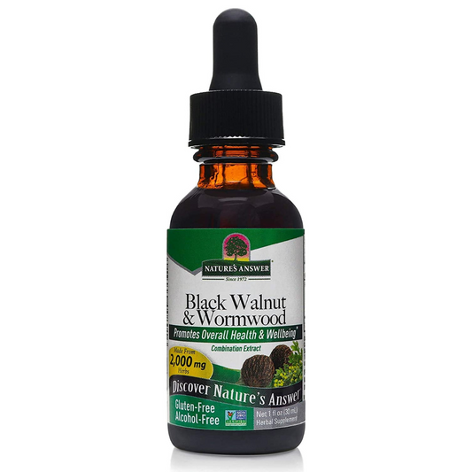 Nature's Answer, Black Walnut & Wormwood | 2,000mg | Vegan, Non-GMO, Gluten-Free & Alcohol-Free | Promotes Gut Function | 1 Oz (2 Pack)