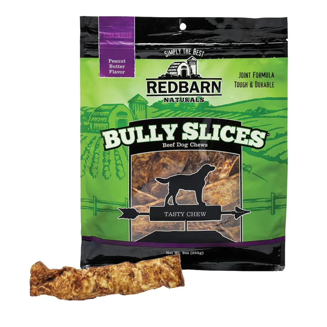 Redbarn, Bully Slices for Dogs | Highly Palatable, Long-Lasting Natural Dental Treats with Functional Ingredients, 9 oz. (Pack of 3) - Peanut Butter