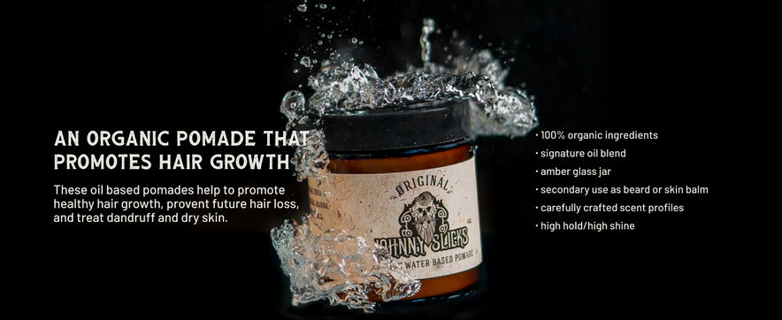Johnny Slicks, Oil Based Pomade | Organic Hair Styling for Men, Low to Medium Hold | Promotes Healthy Hair Growth & Helps Hydrate Dry Skin, (Rugged, 4 Ounce) Veteran Owned, USA Made.