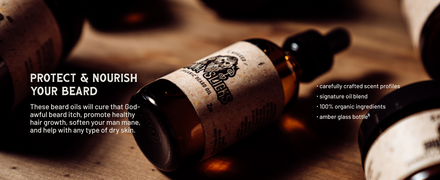 Johnny Slicks, Organic Beard Oil | Moisturize, Soften, Promote Hair Growth, Reduce Itch (US Made, Veteran Owned Handcrafted with Clean Ingredients), Rugged