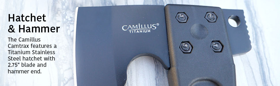 Camillus, Camtrax 3-in-1 Hatchet, Hammer, and Folding Saw with Hard Molded Hatchet Sheath, Black (19142)