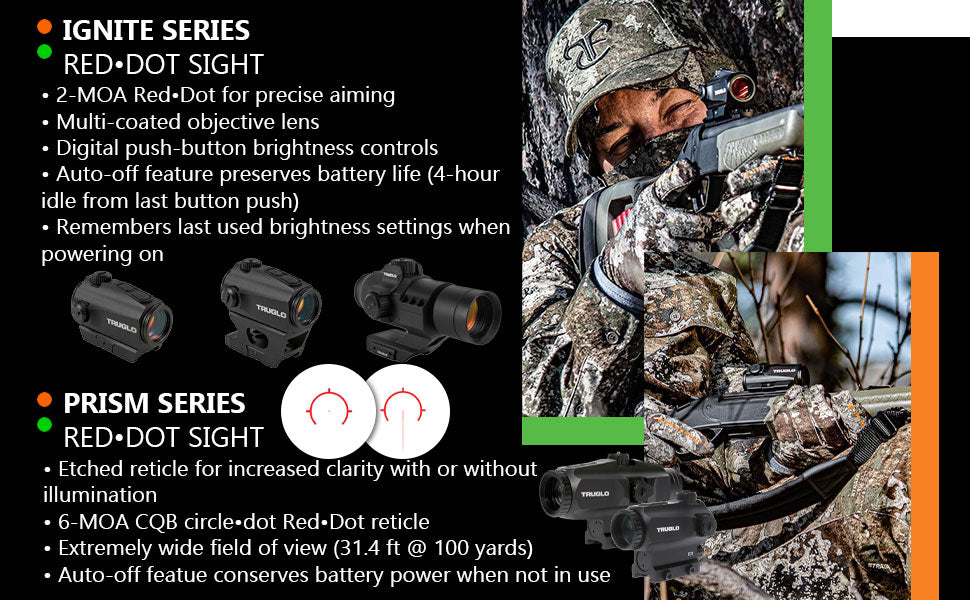 Truglo, Traditional 1x30mm 5-MOA Hunting Durable Lightweight Waterproof Fogproof Shock Resistant Adjustable Aluminum Red-Dot Sight