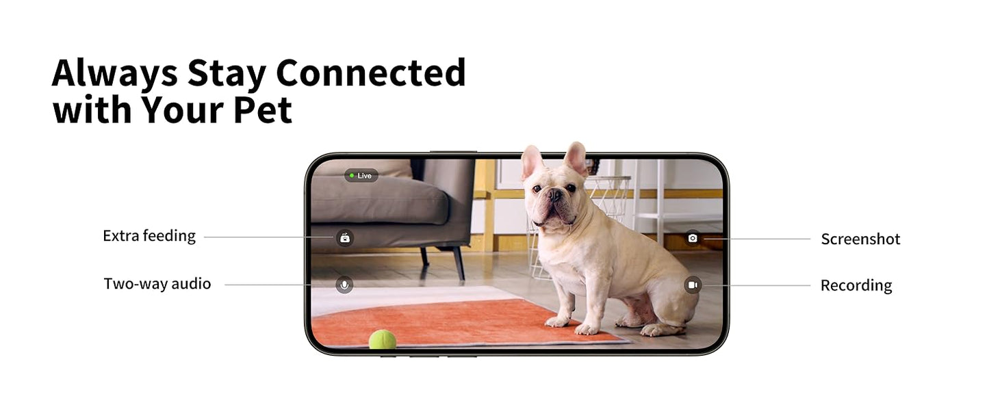 PETKIT, Automatic Cat Feeder with Camera, 1080P HD Video with Night Vision, 2.4G WiFi Pet Feeder with Phone App Control, 2-Way Audio for Cats and Small Dogs, Portion Control Up to 10 Meals Per Day